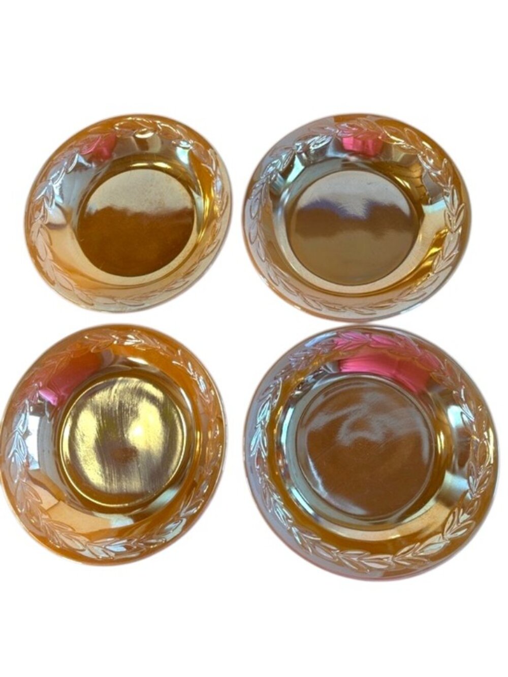 Anchor Hocking Iridescent Gold Glass Dessert Bowls - Set of 4
